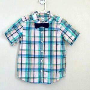 Old Navy Plaid Button Shirt and Bow Tie Set